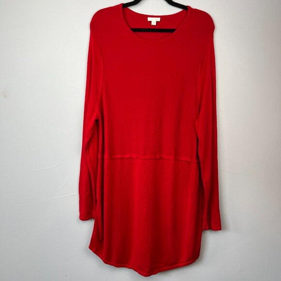 J. Jill Grace Wool Blend Red Sweater Tunic Top Size XL Holidays Christmas - Picture 3 of 10